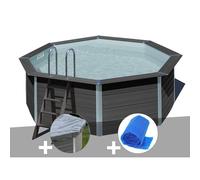 Kit piscine composite Gré Avant-Garde ronde 4,10 x 1,24 m + Bâche hiver + Bâche à bulles