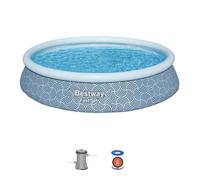 Bestway Kit Piscine Gonflable Ronde Fast Set - 396 cm x 396 cm x 84 cm - Gris