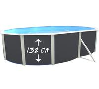 Kit piscine hors-sol acier Toi ANTHRACITE MAGNUM COMPACT ovale 550x366x132cm filtre à sable