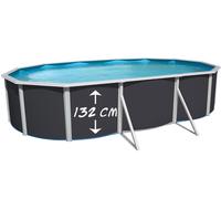 Kit piscine hors-sol acier Toi ANTHRACITE MAGNUM COMPACT ovale 640x366x132cm filtre à sable