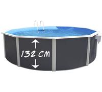 Kit piscine hors-sol acier Toi ANTHRACITE MAGNUM COMPACT ronde Ø 350x132cm filtre à sable