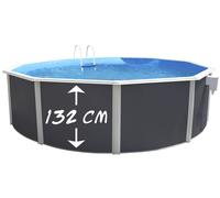 Kit piscine hors-sol acier Toi ANTHRACITE MAGNUM COMPACT ronde Ø 460x132cm filtre à sable
