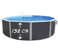 Kit piscine hors-sol acier Toi ANTHRACITE MAGNUM COMPACT ronde Ø 550x132cm filtre à sable