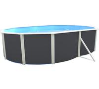 Kit piscine hors-sol acier Toi ANTHRACITE MALLORCA ovale 550x366x120cm filtre à sable