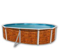 Kit piscine hors-sol acier Toi ETNICA ovale 5.50 x 3.66 x 1.20m décor bois