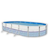 Kit piscine hors-sol acier Toi MOSAICO ovale 7.30 x 3.66 x 1.20m décor mosaïque
