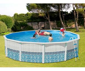 Kit piscine hors-sol acier Toi MOSAICO ronde Ø 5.50 x 1.20m décor mosaïque