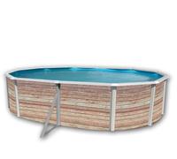 Kit piscine hors-sol acier Toi PINUS ovale 5.50 x 3.66 x 1.20m décor bois
