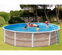 Kit piscine hors-sol acier Toi PINUS ronde Ø 6.40 x 1.20m décor bois