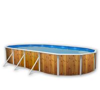 Kit piscine hors-sol acier Toi VETA ovale 9.15 x 4.57 x 1.20m décor bois