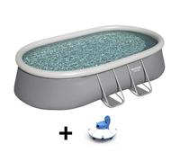 Kit Piscine hors sol autoportante BESTWAY - Fast Set - 488 x 305 x 107cm - Ovale + Robot aspirateur Guppy