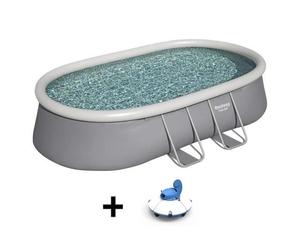 Kit Piscine hors sol autoportante BESTWAY - Fast Set - 488 x 305 x 107cm - Ovale + Robot aspirateur Guppy