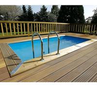 Kit piscine hors-sol bois Ubbink Azura rectangulaire 200x400x126cm liner bleu 75/100ème