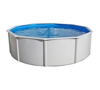 Kit Piscine hors sol circulaire TOI - 350x132 cm Magnum - Filtre à sable 6m3-h et skimmer - Liner bleu - Échelle Haute - Tapis
