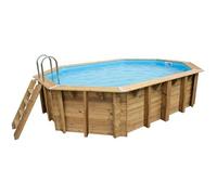 Kit Piscine hors sol en bois UBBINK - 490 x 300 x 120 cm - Ovale (Avec filtre à sable, échelle intérieure et échelle extérieure)