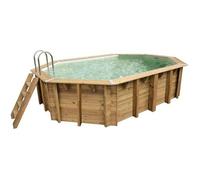 Kit Piscine hors sol en bois UBBINK - Maldives - 490 x 300 x 120 cm - Ovale (Filtre à sable, échelle intérieure, échelle