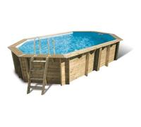 Kit Piscine hors sol en bois UBBINK Océa - 400 x 610 x 130 cm - Ovale (Avec filtre à sable, échelle intérieure + échelle