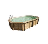 Kit Piscine hors sol en bois UBBINK Océa - 400 x 610 x 130 cm - Ovale (Avec filtre à sable, échelle intérieure, échelle extérieure)