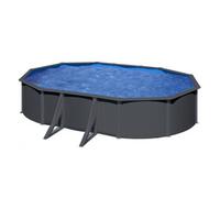 Kit piscine hors sol ovale 7.44 x 3.99 x H.1.22 m - acier gris anthracite