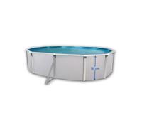 Kit Piscine hors sol ovale TOI - 550x366x132 cm Magnum - Filtre à sable 6m3-h et skimmer -Liner bleu - Échelle Haute - Tapis