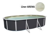 Kit Piscine hors sol ovale TOI 640x366x132 Anthracite Magnum -Filtre à sable 6m3/h et skimmer-Liner sable-Échelle haute-Tapis