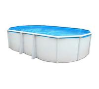 Kit Piscine hors sol ovale TOI 640x366x132 cm Ibiza - Filtre à sable 6m3-h et skimmer -Liner bleu - Échelle de sécurité - Tapis