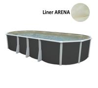 Kit Piscine hors sol ovale TOI 730x366x132 Anthracite Ibiza - Filtre à sable 7,9m3-h et skimmer-Liner sable -Échelle haute-Tapis