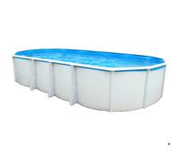 Kit Piscine hors sol ovale TOI - 730x366x132 cm Ibiza - Filtre à sable 7,9m3-h et skimmer -Liner bleu - Échelle de sécurité - Tapis