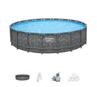 Kit piscine hors sol tubulaire BESTWAY - APX 365™ - 671 x 132 cm - Ronde (Filtre à sable, 500 g polysphère, échelle, bâche)