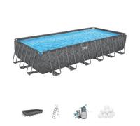 Kit Piscine hors sol tubulaire BESTWAY - APX 365™ - 732 x 366 x 132 cm - Rectangulaire (Filtre à sable, 250 g polysphère, échelle, b
