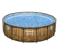 Kit Piscine hors sol tubulaire BESTWAY - Power Steel™ - 488 x 122 cm - Ronde (filtre à cartouche, bâche, échelle)
