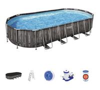 Piscine ovale Bestway Power Steel : 732 x 366 x 122 cm - Bois