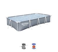 BESTWAY Steel Pro Piscine hors sol rectangulaire, 366 x 201 x 66 cm, avec pompe 561FV