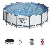 Kit Piscine hors sol tubulaire - BESTWAY - Steel Pro Max™ - 427 x 107 cm - Ronde (Pompe, échelle, bâche et cartouche de filtration)
