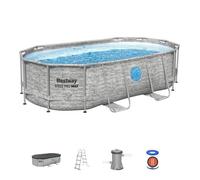 Kit Piscine hors sol tubulaire BESTWAY - Steel Pro MAX™- 427 x 250 x 100 cm - Ovale (Filtre à cartouche, échelle, bâche, 1 cartouche