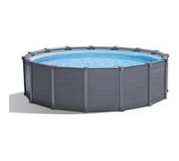 Kit piscine hors sol tubulaire INTEX - Graphite - 478 x 124 cm - Ronde (Filtre à sable, bâche, tapis, échelle, vannes) - 26384GN