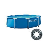Kit Piscine hors sol tubulaire INTEX - Metal Frame - 305 x 76 cm - Ronde - 28202ND + Bouée à Poignées 32cm