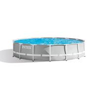 Kit Piscine hors sol tubulaire INTEX - Pris Frame - 457 x 107 cm - Ronde (Pompe, bâche, tapis de sol et échelle) - 26724NP