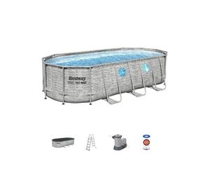 Kit Piscine hors sol tubulaire - Steel Pro Max - 549 x 274 x 122 cm - Ovale (Filtre a cartouche, bâche, échelle)