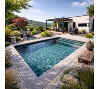 Kit piscine Luxe bloc polystyrène 10 x 5 x 1.50 m : avec liner pierre de bali