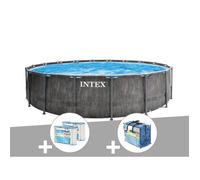 Kit piscine tubulaire Intex Baltik ronde 4,57 x 1,22 m + Bâche à bulles + 6 cartouches de filtration