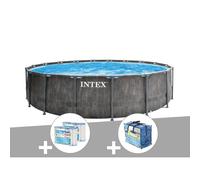 Kit piscine tubulaire Intex Baltik ronde 4,57 x 1,22 m + Bâche à bulles + 6 cartouches de filtration