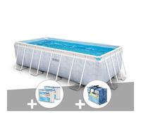 Kit piscine tubulaire Intex Chevron rectangulaire 4,00 x 2,00 x 1,00 m + 6 cartouches de filtration + Bâche à bulles