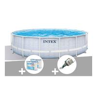 Kit piscine tubulaire Intex Chevron ronde 4,88 x 1,22 m + 6 cartouches de filtration + Aspirateur