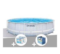 Kit piscine tubulaire Intex Chevron ronde 4,88 x 1,22 m + 6 cartouches de filtration + Bâche à bulles