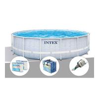 Kit piscine tubulaire Intex Chevron ronde 4,88 x 1,22 m + 6 cartouches de filtration + Bâche à bulles + Aspirateur