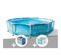 Kit piscine tubulaire Intex Metal Frame Ocean ronde 3,05 x 0,76 m + Bâche à bulles + 6 cartouches de filtration