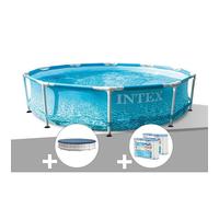 Kit piscine tubulaire Intex Metal Frame Ocean ronde 3,05 x 0,76 m + Bâche de protection + 6 cartouches de filtration