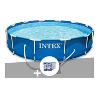 Kit piscine tubulaire Intex Metal Frame ronde 3,66 x 0,76 m + 6 cartouches de filtration