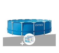 Kit piscine tubulaire Intex Metal Frame ronde 4 57 x 1 22 m + 6 cartouches de filtration